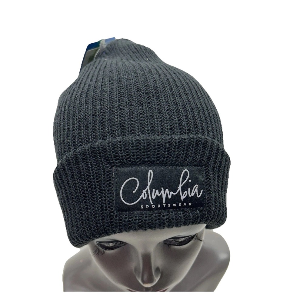 Columbia Lost Lager II Beanie Hat One Size Black Brand New Cuffed Knit (SH3)